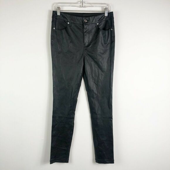 RTA NWOT Women's Black Cropped Stretch Leather Slim Pants Size 6 - Picture 2 of 8
